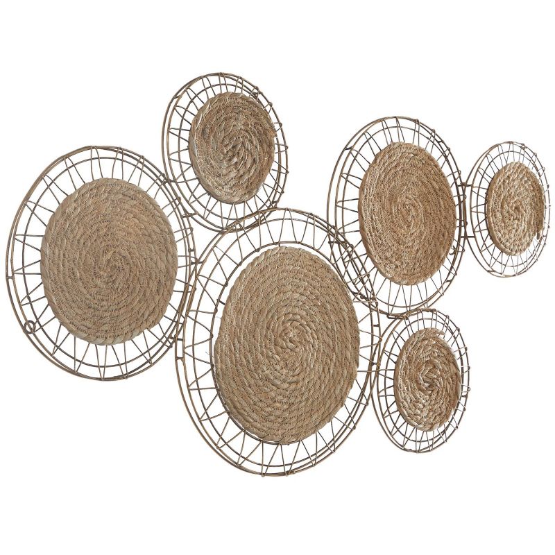 Dried Plant Plate Handmade Woven Wall Decor with Intricate Patterns Brown - The Novogratz, 4 of 6