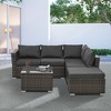 CAVINAS Outdoor Patio Furniture Set, Pe Wicker Balcony Furniture, 4-Piece Patio Couch with Tempered Glass Coffee Table for Balcony, Garden - 4 of 4