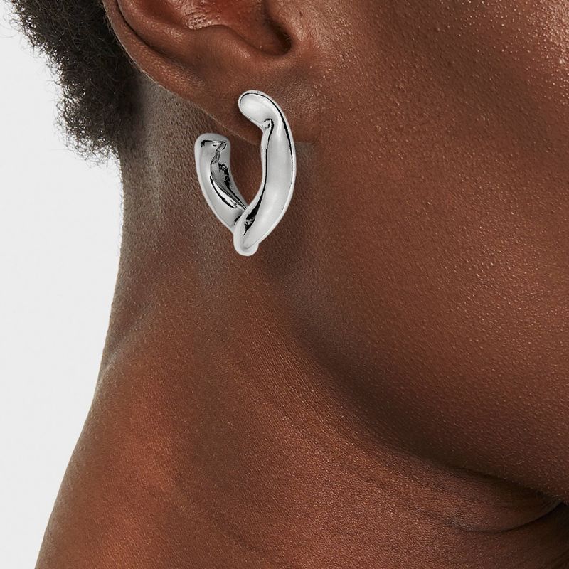 Twisted Open Hoop Earrings - Universal Thread&#8482; Silver, 3 of 5
