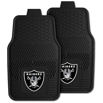 Fanmats 27 x 17 Inch Universal Fit All Weather Protection Vinyl Front Row Floor Mat 2 Piece Set for Cars, Trucks, and SUVs, NFL Las Vegas Raiders