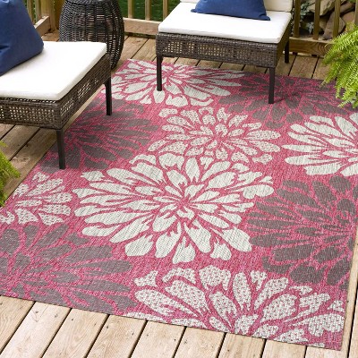 JONATHAN Y Zinnia Modern Floral Textured Weave Indoor/Outdoor Area Rug