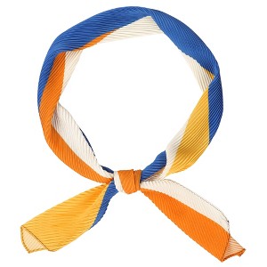 INSPIRE CHIC Women's Solid Contrast Color Pleated Long Satin Neck Scarves 49.2"x4.3" 1 Pc - 1 of 4