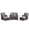 Gymojoy 6 Piece Outdoor Wicker Loveseat Sofa with Patio Swivel Glider Chairs with Coffee Table and Ottoman Sets - 2 of 4