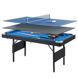 5.5 FT 3-in-1 Portable Pool Table,Stable Pool Table,Mini Billiard Table,Billiard Table,Table Tennis,Dining Table,with Safety Anti Collapse Locks Legs - 1 of 4