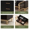 Sideboard Buffet Cabinet, Modern Fluted Accent Credenza Storage Sideboard with Glass Doors and Adjustable Metal Legs - 3 of 4