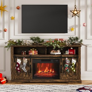 CuisinSmart  TV Stand (Up to 65" TVs), 60" Farmhouse Media TV Console with Sliding Barn Door Storage Cabinet (Fireplace Not Included) - 1 of 4