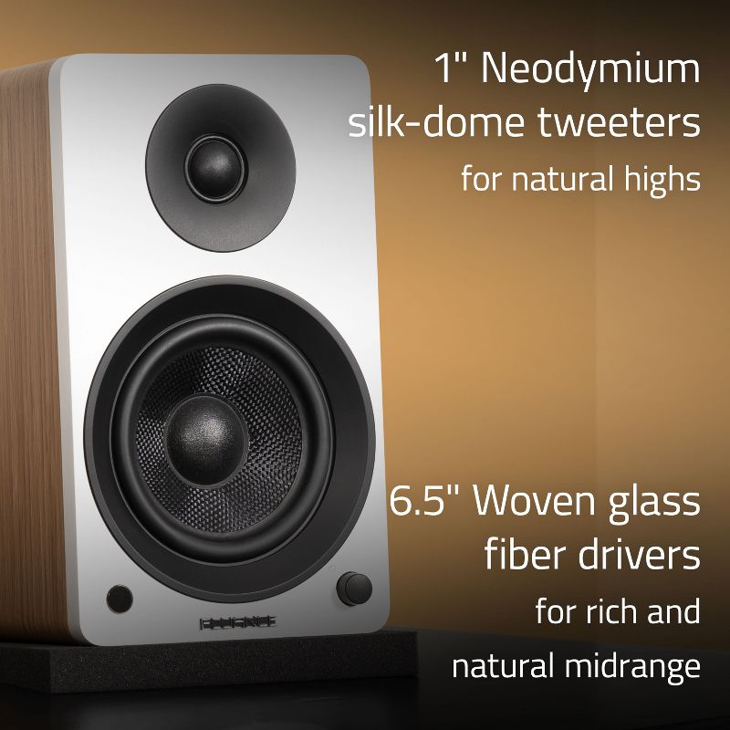 Fluance Ai61 Powered 2-Way 2.0 Stereo Bookshelf Speakers with 6.5" Drivers 120W Amp for Turntable Bluetooth w/ Stands, 3 of 10