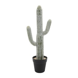 DSVIMOY Artificial Saguaro Cactus in Black Pot, Faux Cacti Plants for Home Garden Office Store Decoration, Green, 8"*5"*24.5" - 1 of 4