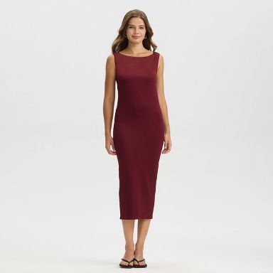 Women's Sleeveless Seamless Midi Bodycon Dress - A New Day Berry Purple XXL