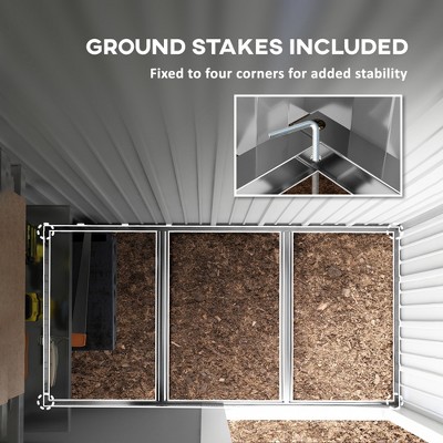 Gray Metal Outdoor Storage Shed with Shelving