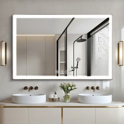 Vynxaria 48" x 32" LED Framed Bathroom Vanity Mirror: Modern Elegance with Customizable Lighting