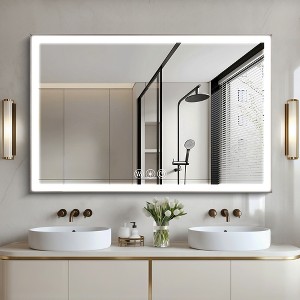 Vynxaria 48" x 32" LED Framed Bathroom Vanity Mirror: Modern Elegance with Customizable Lighting - 1 of 4