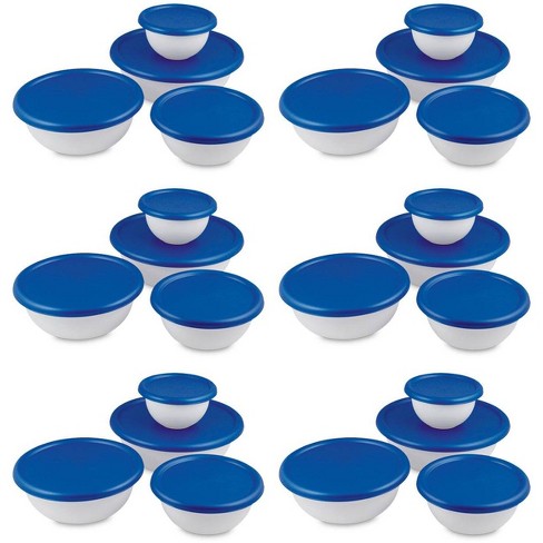 Sterilite 8 Piece Plastic Kitchen Covered Bowl Mixing Set With