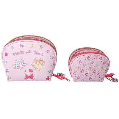 Pink Hello Kitty and Friends Dome Makeup Bag Set with Zipper Closure
