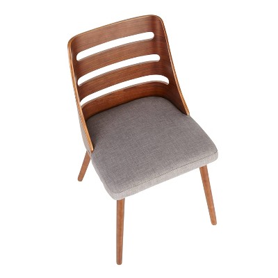 Gray Upholstered Ladderback Side Chair with Walnut Wood