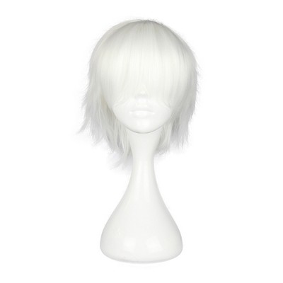 Unique Bargains Women's Wigs for White Women 13" White with Wig Cap