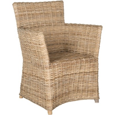 Gray Rattan Transitional Accent Arm Chair
