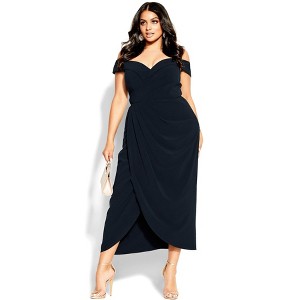 Women's Plus Size Ripple Love Dress - navy | CITY CHIC - 1 of 4