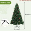 6FT/7 ft Artificial Christmas Tree w/ Tips & Lights Green Holiday Tree for Living Room Office Party Decoration, Hinged Artificial Pine Lighted Holiday - 3 of 4