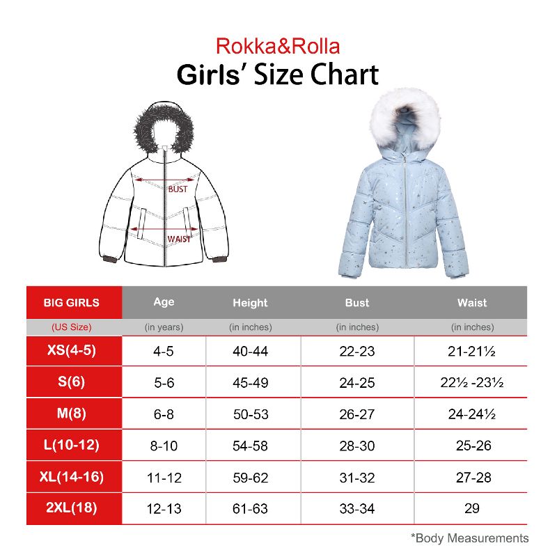 Rokka&Rolla Girls' Heavy Winter Puffer Jacket Bubble Coat, 3 of 9