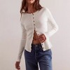 Women Slim Fitted Cardigan Button Down Long Sleeve Ribbed Knit Shirt Solid Casual Tops - 2 of 3