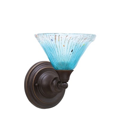 Toltec Lighting Any 1 - Light Sconce in  Dark Granite with 7" Teal Crystal Shade