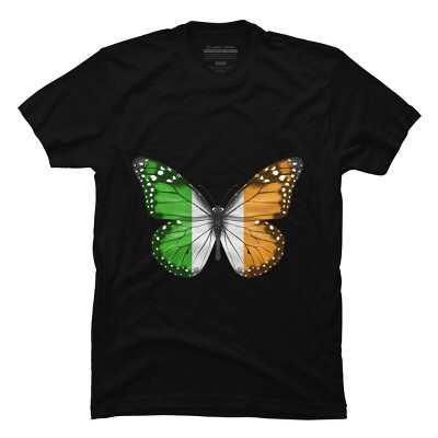 Men's Design By Humans Butterfly Flag Of Ireland By GiftsIdeas T-Shirt