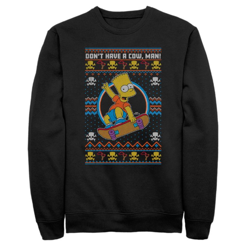 Men's The Simpsons Bart Don't Have a Cow, Man! Sweater Print Sweatshirt, 1 of 5