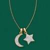 Ross-Simons 0.10 ct. t.w. Pave Diamond Star and Moon Charm Necklace in 14kt Yellow Gold - 3 of 4