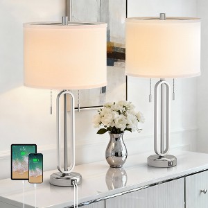 Maxax 2-Pack Nickle/Gold Metal Table Lamps - 1 of 4