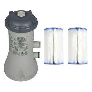 INTEX C1000 Krystal Clear Cartridge Pool Filter Pump for Above Ground Pools: 1000 GPH Pump Flow Rate Bundled with Type A Pool Filter Cartridges - 1 of 4