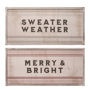 Transpac Wood 31.5 in. Multicolor Christmas Framed Festive Reversible Holiday Decor - 1 of 2