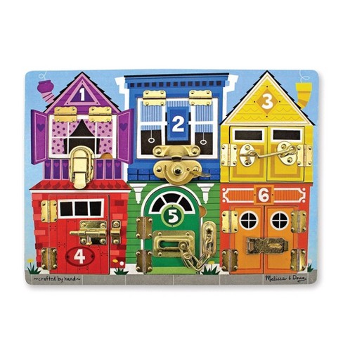 Melissa & Doug 6 Latches Wooden Activity Puzzle Toy Board #383 Age 3 for sale online 
