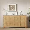 PAGED Vintage Brown Corner Storage Cabinet with Carved Doors, Natural Wood Buffet Cabine with Adjustable Shelves, Versatile Sideboard Cabinet - 3 of 4