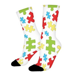 Autism Awareness Women Printed Crew Socks Funny Funky Socks Soft Polyester Novelty Gifts for Artists Men - 1 of 1