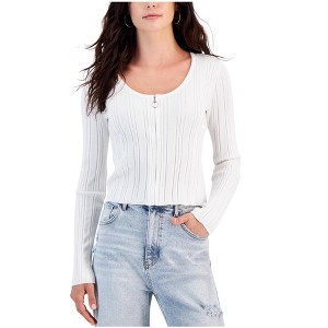 Hippie Rose Womens Ring Pull Knit Sweater, White, X-Large - 1 of 1