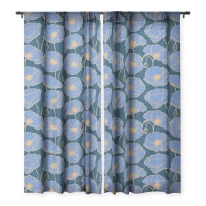 Emanuela Carratoni Moody Blue Garden Set of 2 Panel Sheer Window Curtain - Deny Designs - 1 of 4