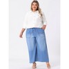 Agnes Orinda Women's Plus Size Business Casual Long Sleeve Denim Button-Down Shirts - 3 of 4