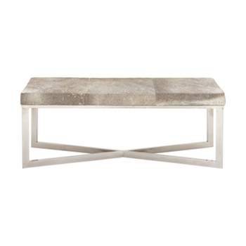Contemporary Stainless Steel Rectangular Cowhide Bench - Olivia & May