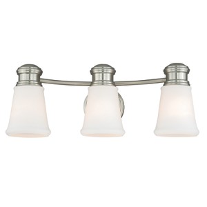 VAXCEL Malie 3 Light Satin Nickel Bathroom Vanity Fixture - 1 of 4