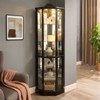FONTOI Corner Curio Cabinet with Adjustable Shelves, Carved Display Storage for Living Room,Bedroom, Black, 16.73"*71.93"*16.73" - 4 of 4