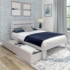 Plank+Beam Solid Wood Farmhouse Full Platform Bed Frame with Plank Headboard and Storage Drawers - 1 of 3