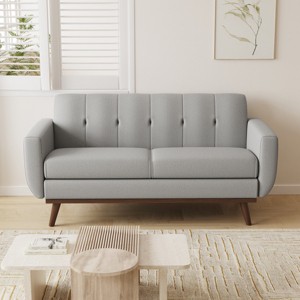 Vipbear 65.4"Loveseat Sofa,Memory Foam Futon Sofa Couch Sleeper,Linen Fabric Upholstered 2-Seat Sofa For Living Room,Apartment,Bedroom,Gray/Blue/white - 1 of 4