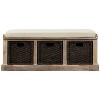 CENGHU Rustic Storage Ottoman Bench, Storage Bench with 3 Removable Classic Rattan Basket, Entryway Bench with Removable Cushion - 2 of 4