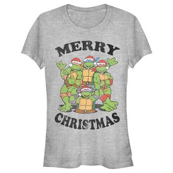 Juniors Womens Teenage Mutant Ninja Turtles Distressed Merry Christmas T-Shirt