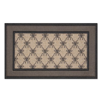 Apache Mills 1'6"x2'6" Premier Woven Bow Lattice Doormat Black Sisal