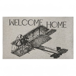 Stupell Industries Welcome Home Vintage Airplane Printed Outdoor Imitation Sisal Door Mat, design by Andrea Jasid Grassi - 1 of 4