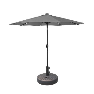 WestinTrends 9 Ft Outdoor Patio Solar LED Market Umbrella with Bronze Round Base - 1 of 4