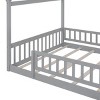 TopComfy Beds Full Size Wood House Bed Frame With Fence Finish Spacious Design Sturdy Build for Boys and Girls, Gray, 78.35"*16.54"*6.69" - 4 of 4