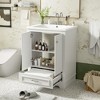 Lyngins 24" Bathroom Vanity with Ceramic Sink, Modern Freestanding Storage Cabinet with  Large Cabinet (3 Adjustable Shelves) + Retractable Drawers - 2 of 4